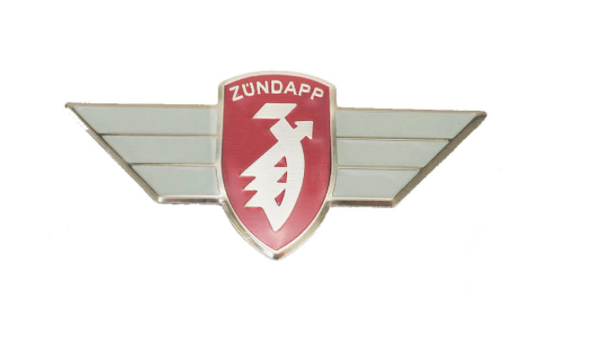 ZUNDAPP ZÜNDAPP Zundapp wing emblem red - white - silver 98 x 47 mm handlebar