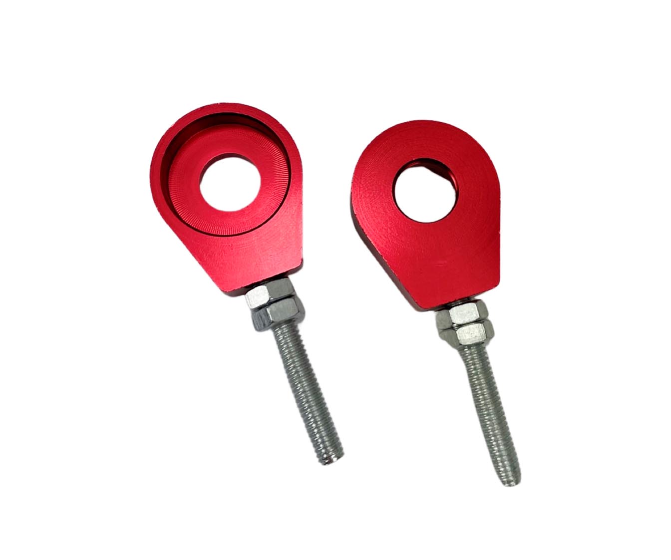 UNIVERSAL Chain tensioner M6 12mm CNC aluminum anodized red (2 pieces) set