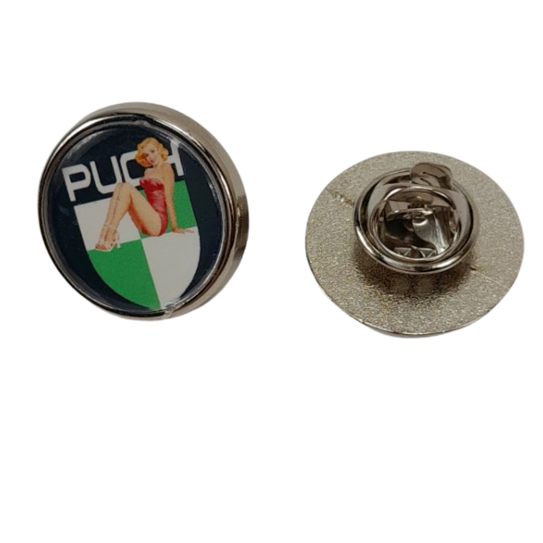 PUCH MAXI MS MONZA  UNIVERSAL Pin Button 2cm with logo and pinup girl